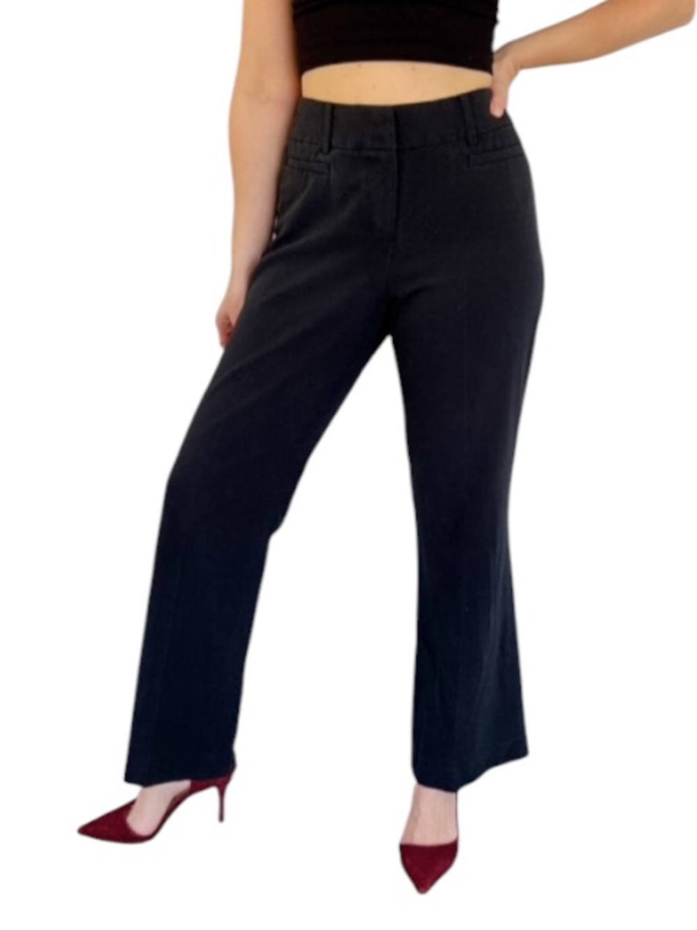 Vintage Focus 2000 Petite black spandex stretch boot cut dress pants size 10P
